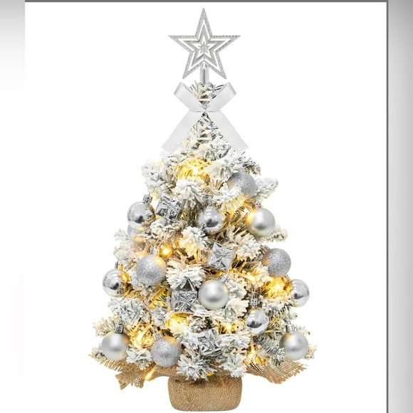 Elegant Silver and White Holiday Decor mini Christmas Tree - Picture 1 of 1